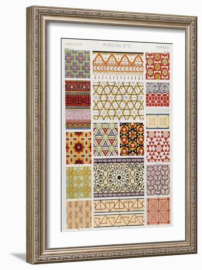 Persian Style Decoration, Plate XLV from Grammar of Ornament-Owen Jones-Framed Giclee Print