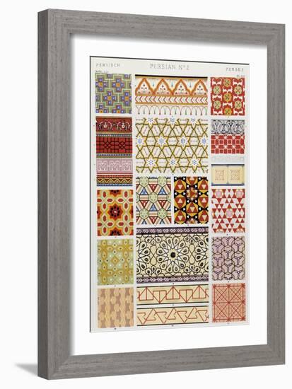 Persian Style Decoration, Plate XLV from Grammar of Ornament-Owen Jones-Framed Giclee Print