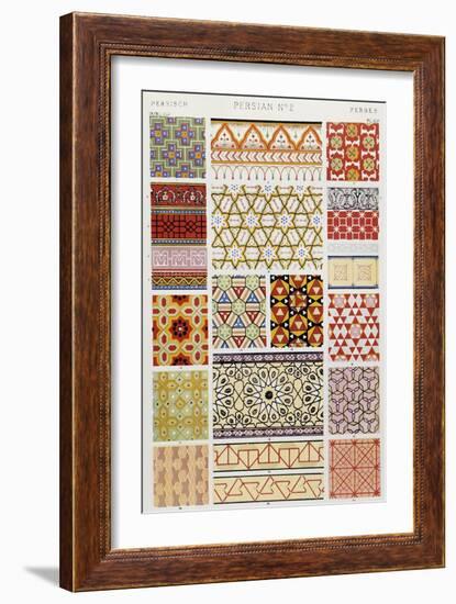 Persian Style Decoration, Plate XLV from Grammar of Ornament-Owen Jones-Framed Giclee Print