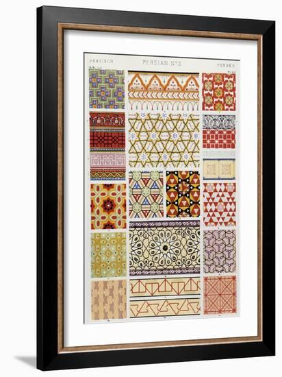 Persian Style Decoration, Plate XLV from Grammar of Ornament-Owen Jones-Framed Giclee Print