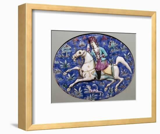 Persian tile depicting a horseman, 19th century. Artist: Unknown-Unknown-Framed Giclee Print