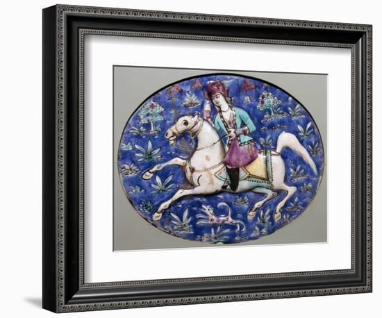 Persian tile depicting a horseman, 19th century. Artist: Unknown-Unknown-Framed Giclee Print