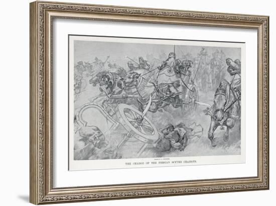 Persian War Chariots Charge Against Alexander the Great-Andre Castaigne-Framed Art Print