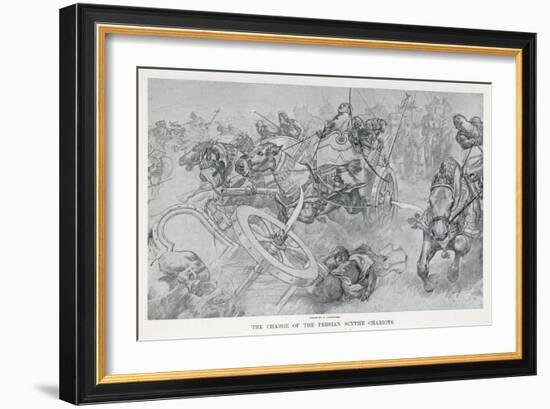 Persian War Chariots Charge Against Alexander the Great-Andre Castaigne-Framed Art Print