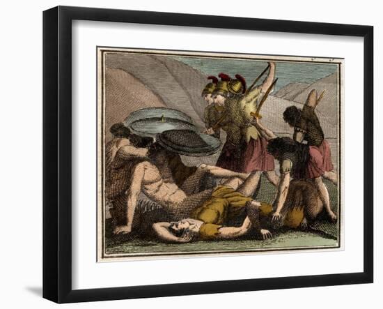 Persian Wars Battle of Thermopylae 480 BC The Spartan king Leonidas and his men fall in the battle-French School-Framed Giclee Print