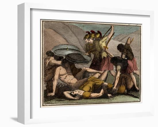 Persian Wars Battle of Thermopylae 480 BC The Spartan king Leonidas and his men fall in the battle-French School-Framed Giclee Print