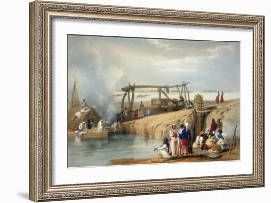 Persian Wheel Raising Water from the Sutlej River, Punjab, 1842-James Atkinson-Framed Giclee Print