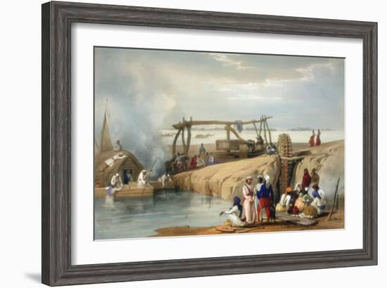 Persian Wheel Raising Water from the Sutlej River, Punjab, 1842-James Atkinson-Framed Giclee Print