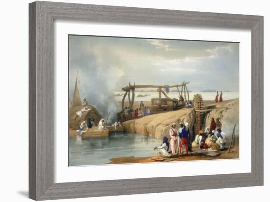 Persian Wheel Raising Water from the Sutlej River, Punjab, 1842-James Atkinson-Framed Giclee Print