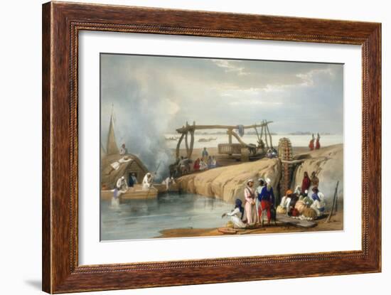 Persian Wheel Raising Water from the Sutlej River, Punjab, 1842-James Atkinson-Framed Giclee Print