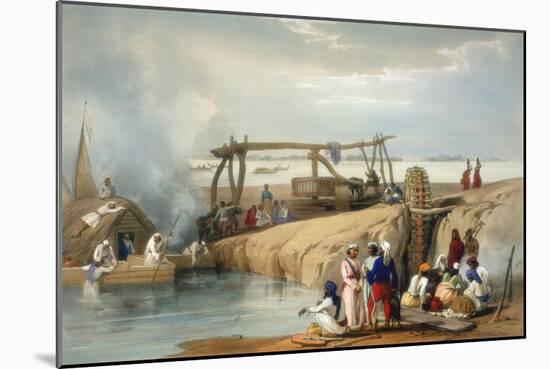 Persian Wheel Raising Water from the Sutlej River, Punjab, 1842-James Atkinson-Mounted Giclee Print