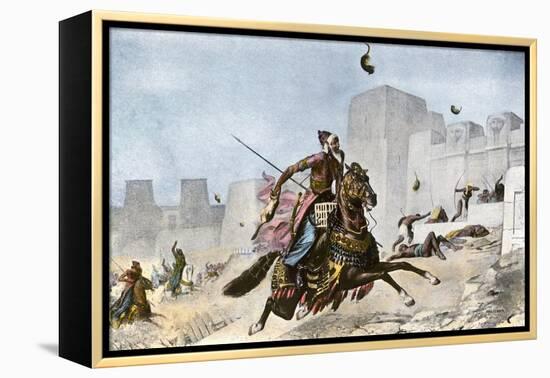 Persians Hurling Cats at Pelusium's Defenders During Cambyses Ii's Conquest of Egypt, 525 Bc-null-Framed Premier Image Canvas