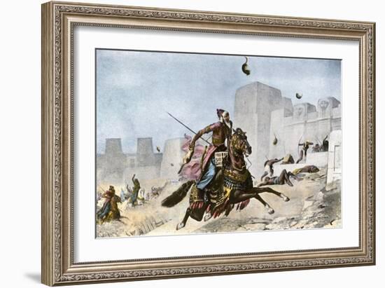 Persians Hurling Cats at Pelusium's Defenders During Cambyses Ii's Conquest of Egypt, 525 Bc-null-Framed Giclee Print
