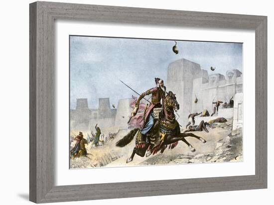 Persians Hurling Cats at Pelusium's Defenders During Cambyses Ii's Conquest of Egypt, 525 Bc-null-Framed Giclee Print