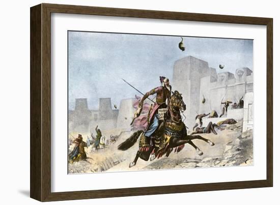 Persians Hurling Cats at Pelusium's Defenders During Cambyses Ii's Conquest of Egypt, 525 Bc-null-Framed Giclee Print