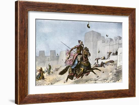 Persians Hurling Cats at Pelusium's Defenders During Cambyses Ii's Conquest of Egypt, 525 Bc-null-Framed Giclee Print