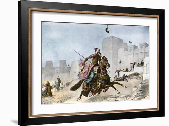 Persians Hurling Cats at Pelusium's Defenders During Cambyses Ii's Conquest of Egypt, 525 Bc-null-Framed Giclee Print