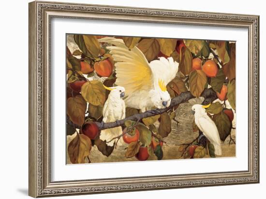 Persimmons and Cockatoos-Jesse Arms Botke-Framed Art Print