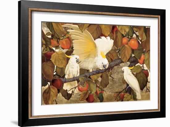 Persimmons and Cockatoos-Jesse Arms Botke-Framed Art Print