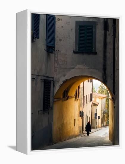 Person and Archway, Panzano, Chianti Region, Tuscany, Italy-Janis Miglavs-Framed Premier Image Canvas