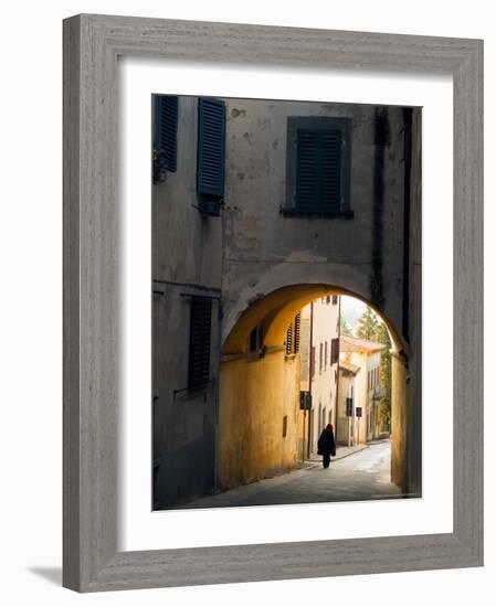 Person and Archway, Panzano, Chianti Region, Tuscany, Italy-Janis Miglavs-Framed Photographic Print