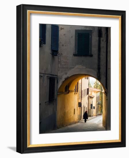 Person and Archway, Panzano, Chianti Region, Tuscany, Italy-Janis Miglavs-Framed Photographic Print