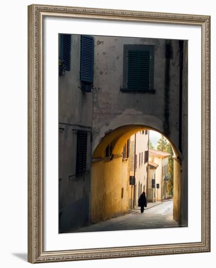 Person and Archway, Panzano, Chianti Region, Tuscany, Italy-Janis Miglavs-Framed Photographic Print