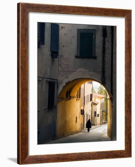 Person and Archway, Panzano, Chianti Region, Tuscany, Italy-Janis Miglavs-Framed Photographic Print