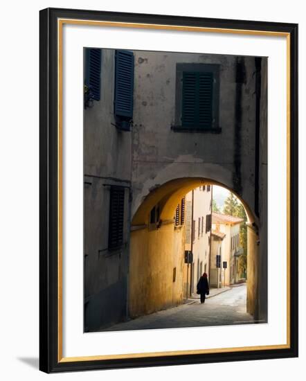 Person and Archway, Panzano, Chianti Region, Tuscany, Italy-Janis Miglavs-Framed Photographic Print