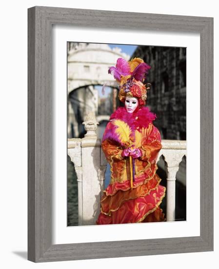 Person Dressed in Carnival Mask and Costume, Veneto, Italy-Lee Frost-Framed Photographic Print