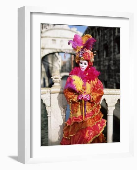 Person Dressed in Carnival Mask and Costume, Veneto, Italy-Lee Frost-Framed Photographic Print