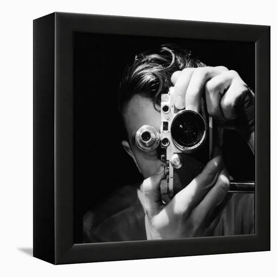 Person Holding Camera to Face. Winner of Life Photo Contest. We Do Not Have a Name-Andreas Feininger-Framed Premier Image Canvas