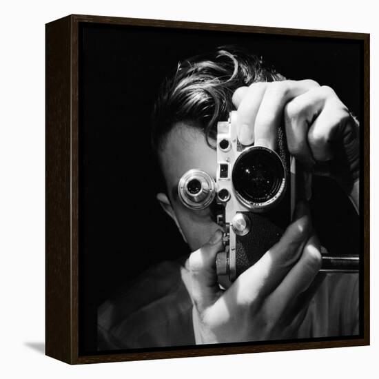 Person Holding Camera to Face. Winner of Life Photo Contest. We Do Not Have a Name-Andreas Feininger-Framed Premier Image Canvas