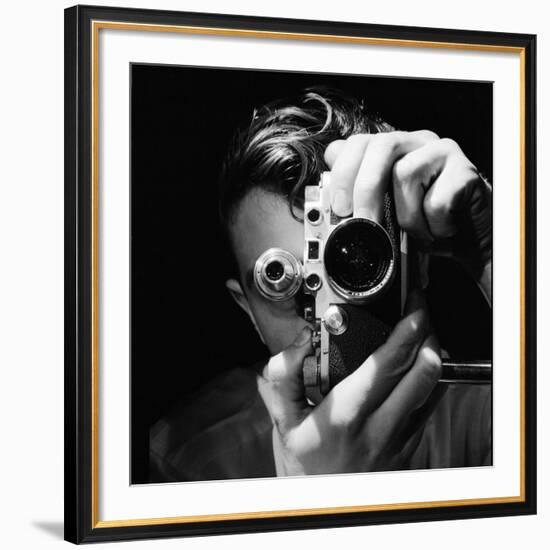 Person Holding Camera to Face. Winner of Life Photo Contest. We Do Not Have a Name-Andreas Feininger-Framed Premium Photographic Print