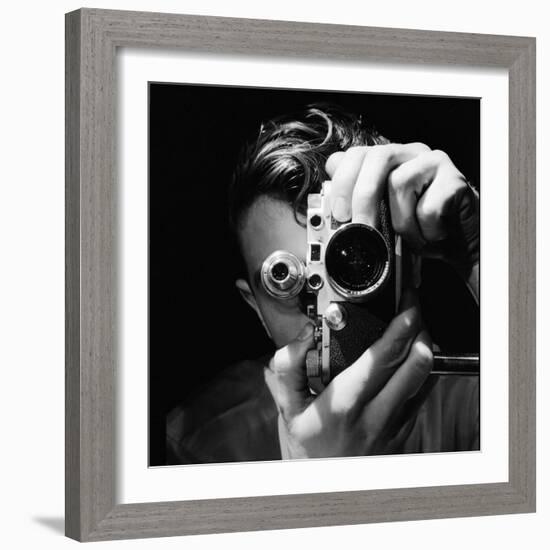 Person Holding Camera to Face. Winner of Life Photo Contest. We Do Not Have a Name-Andreas Feininger-Framed Photographic Print