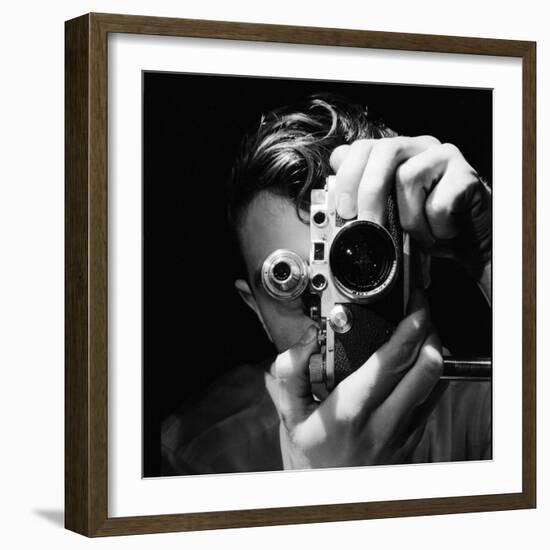 Person Holding Camera to Face. Winner of Life Photo Contest. We Do Not Have a Name-Andreas Feininger-Framed Photographic Print