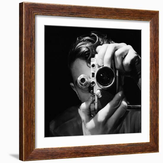 Person Holding Camera to Face. Winner of Life Photo Contest. We Do Not Have a Name-Andreas Feininger-Framed Photographic Print