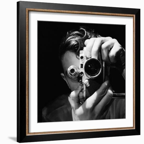 Person Holding Camera to Face. Winner of Life Photo Contest. We Do Not Have a Name-Andreas Feininger-Framed Photographic Print