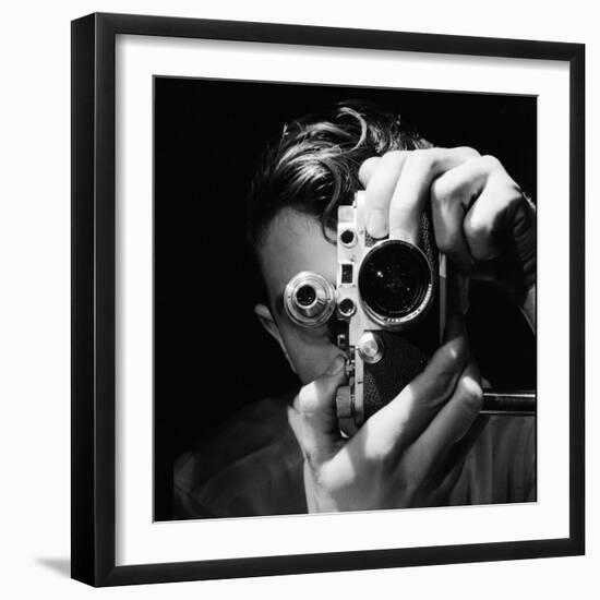 Person Holding Camera to Face. Winner of Life Photo Contest. We Do Not Have a Name-Andreas Feininger-Framed Photographic Print