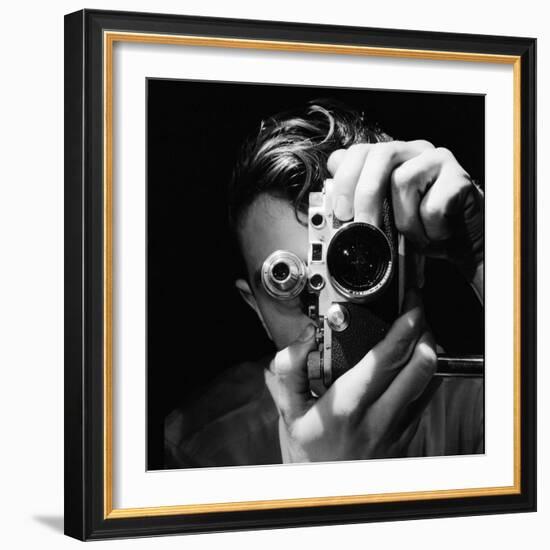 Person Holding Camera to Face. Winner of Life Photo Contest. We Do Not Have a Name-Andreas Feininger-Framed Photographic Print