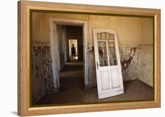 Person in Abandoned House, Kolmanskop Ghost Town, Namibia-David Wall-Framed Premier Image Canvas