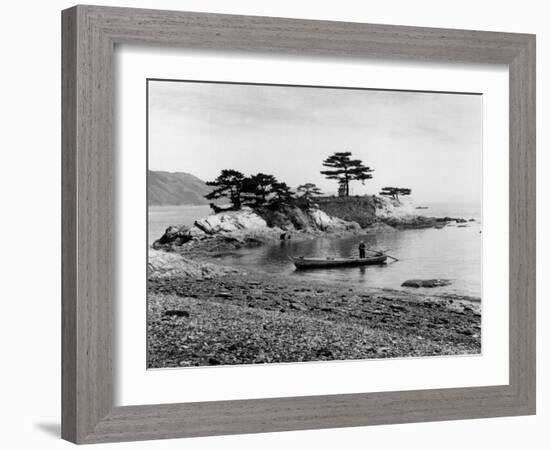 Person in Canoe by Natural Jetty in Bay-Alfred Eisenstaedt-Framed Photographic Print