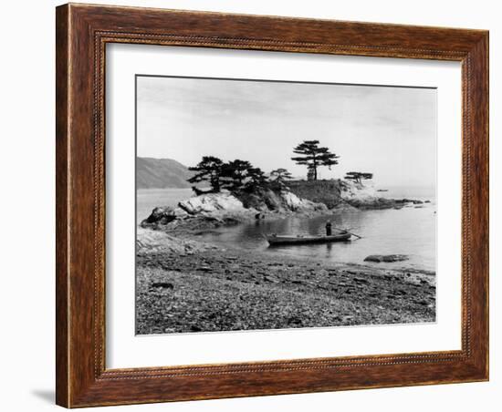 Person in Canoe by Natural Jetty in Bay-Alfred Eisenstaedt-Framed Photographic Print