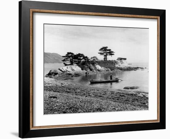 Person in Canoe by Natural Jetty in Bay-Alfred Eisenstaedt-Framed Photographic Print