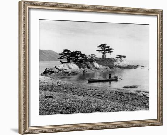 Person in Canoe by Natural Jetty in Bay-Alfred Eisenstaedt-Framed Photographic Print