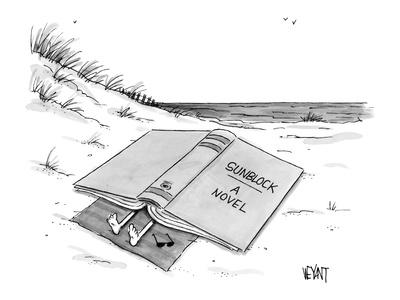 Person On A Beach Blanket Covered By A Giant Book Called Sunblock A Novel New Yorker Cartoon Premium Giclee Print By Christopher Weyant