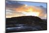 Person on Rocks of Stanage Edge with Winter Sunrise-Eleanor-Mounted Photographic Print