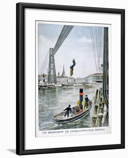 Person Plunges 55 Metres from Portside, Rouen, 1901-null-Framed Giclee Print