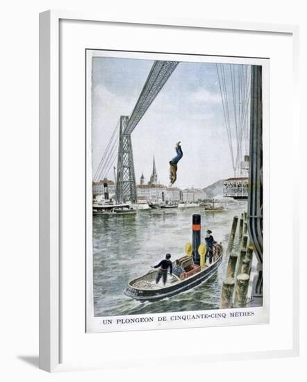 Person Plunges 55 Metres from Portside, Rouen, 1901-null-Framed Giclee Print