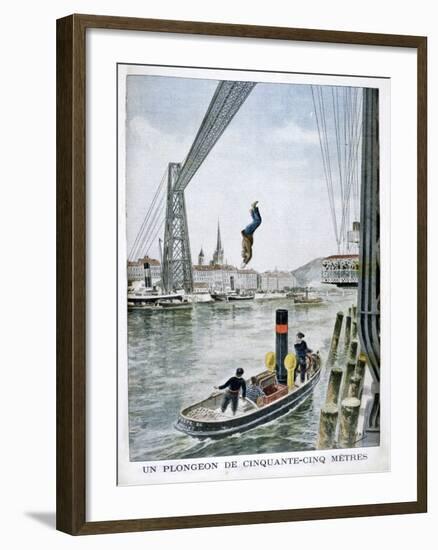 Person Plunges 55 Metres from Portside, Rouen, 1901-null-Framed Giclee Print